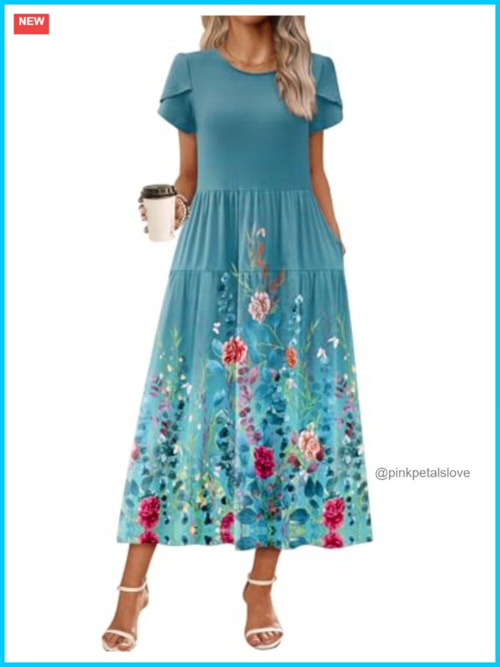 Summer Maxi Bohemian Floral Dress with Pockets Flowy Sundress